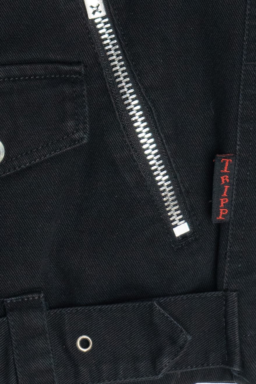 Vintage Black Tripp NYC Denim Motorcycle Jacket (2000s)