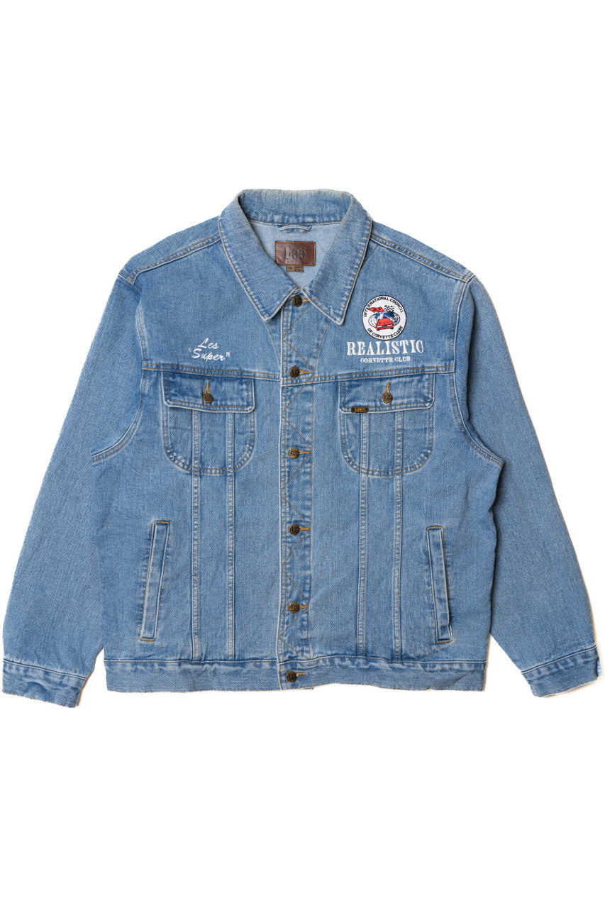 Vintage "Realistic Corvette Club" "Les Super" Embroidered Denim Jacket