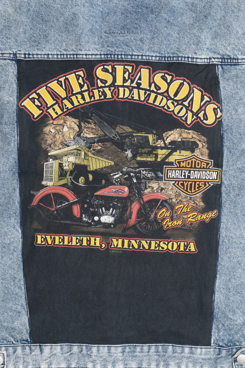 Upcycled Harley Davidson Back Patch Denim Vest 1595