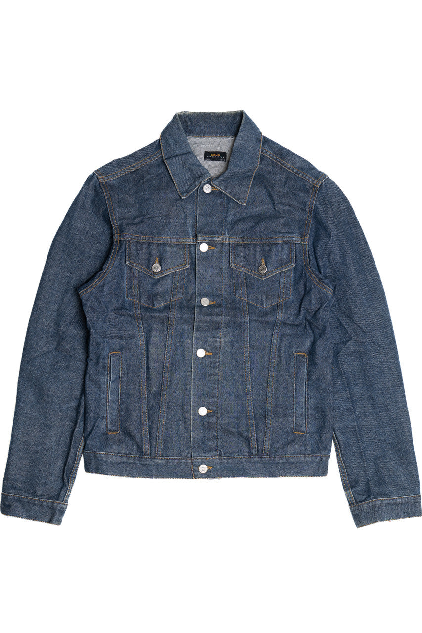 Upcycled Harley Davidson "Open Road" Flames Back Patch Denim Jacket