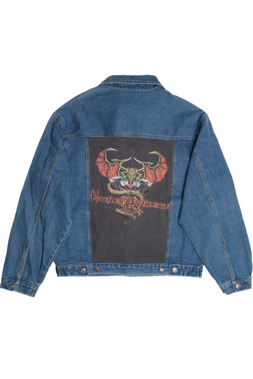 Upcycled Harley Davidson Dragon Back Patch Denim Jacket