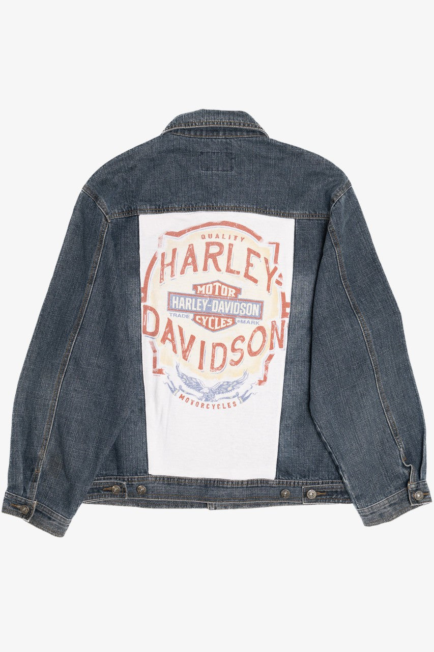 Upcycled Harley Davidson Back Patch Denim Jacket 1636