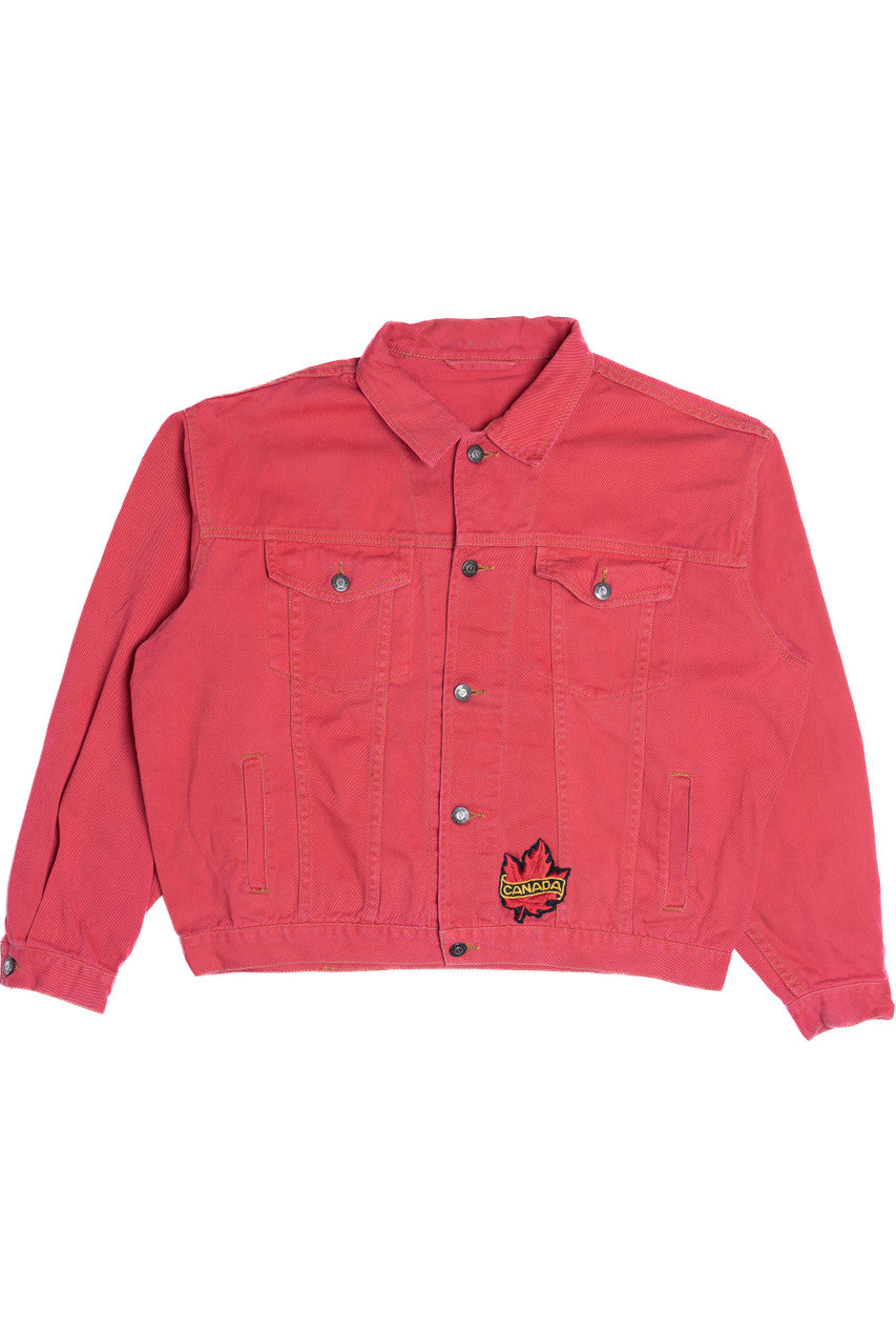 Upcycled Harley Davidson Back Patch Red Denim Jacket