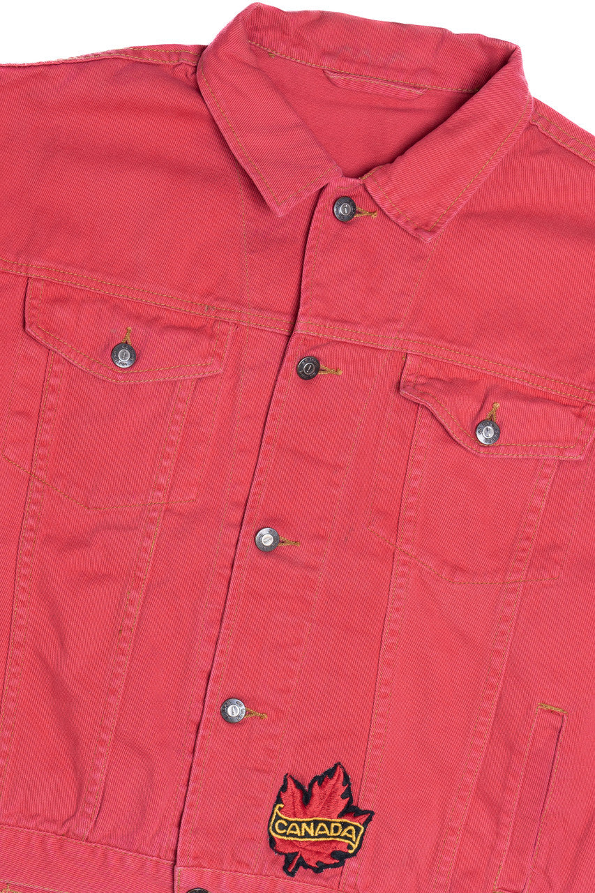 Upcycled Harley Davidson Back Patch Red Denim Jacket