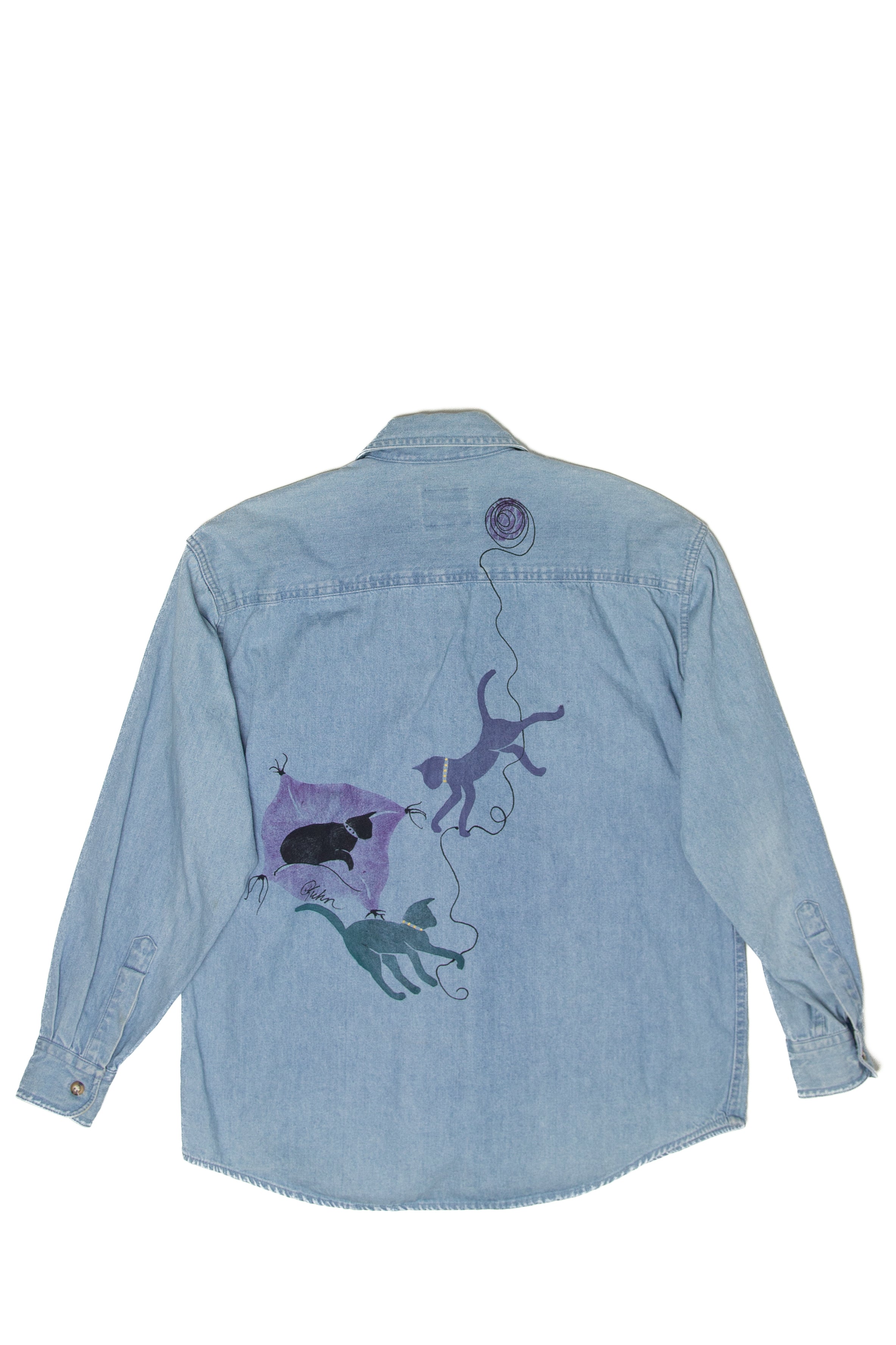 Vintage Cats With Yarn Sun Belt Denim Jacket