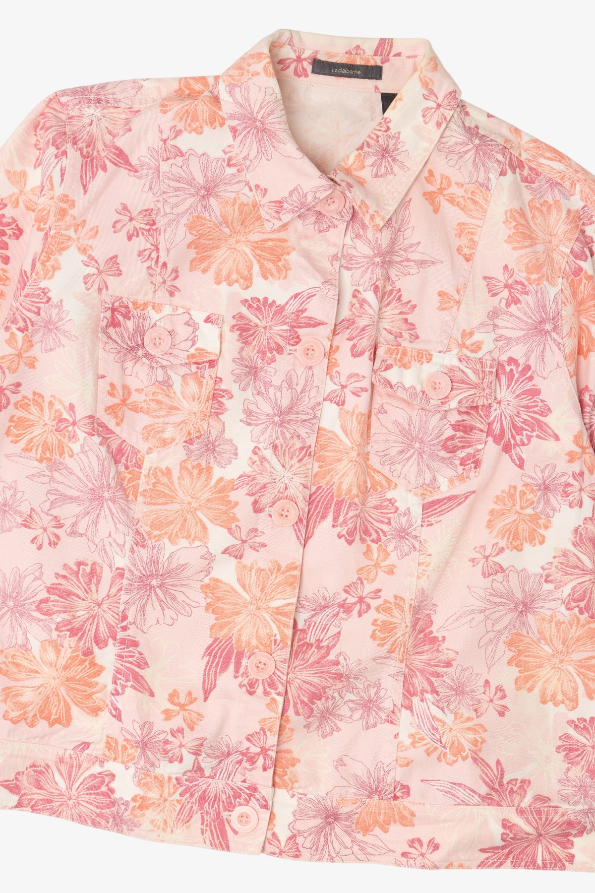 Vintage Pink Floral Liz Claiborne Denim Jacket (1990s)