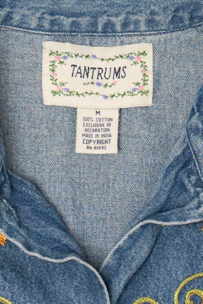 Vintage Embroidered Floral Tantrums Denim Jacket (1990s)