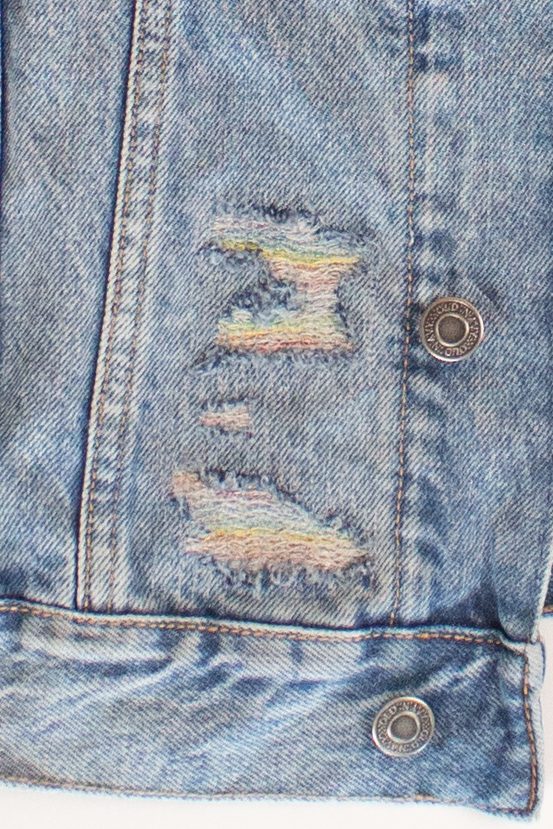 Old Navy Rainbow Distressed Denim Jacket (2010s)