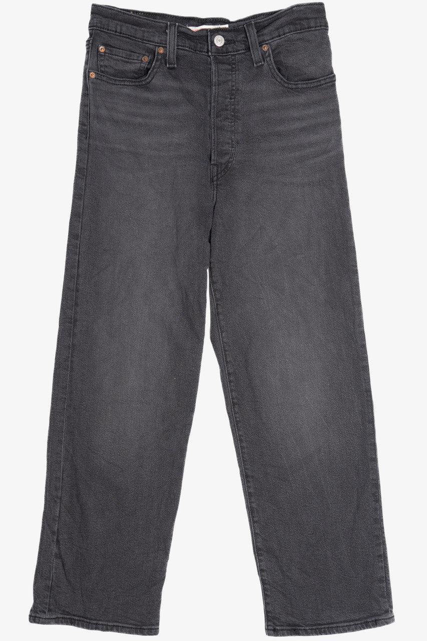 Levi's Ribcage Straight Ankle Faded Black Denim Jeans