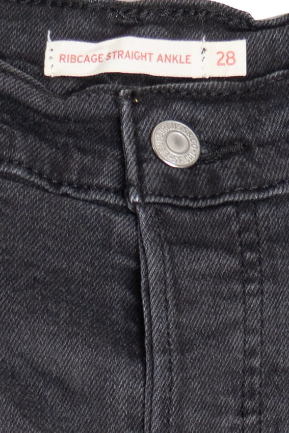 Levi's Ribcage Straight Ankle Faded Black Denim Jeans