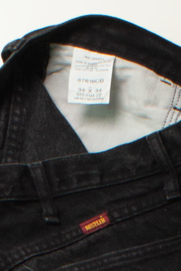 Vintage Black Rustler Denim Jeans (34x34)