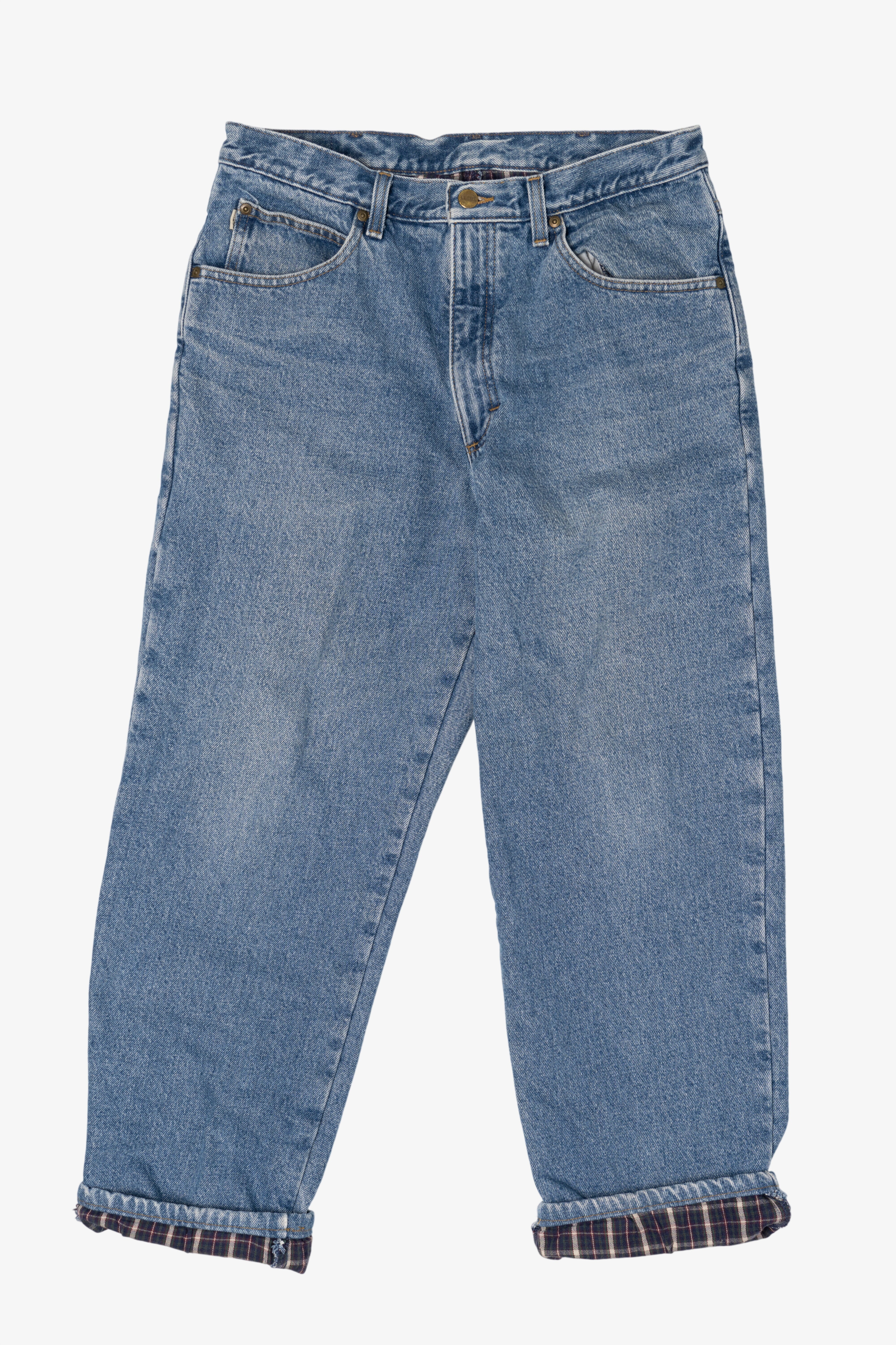 Vintage L.L. Bean Plaid Cuffed Denim Jeans (1990s)