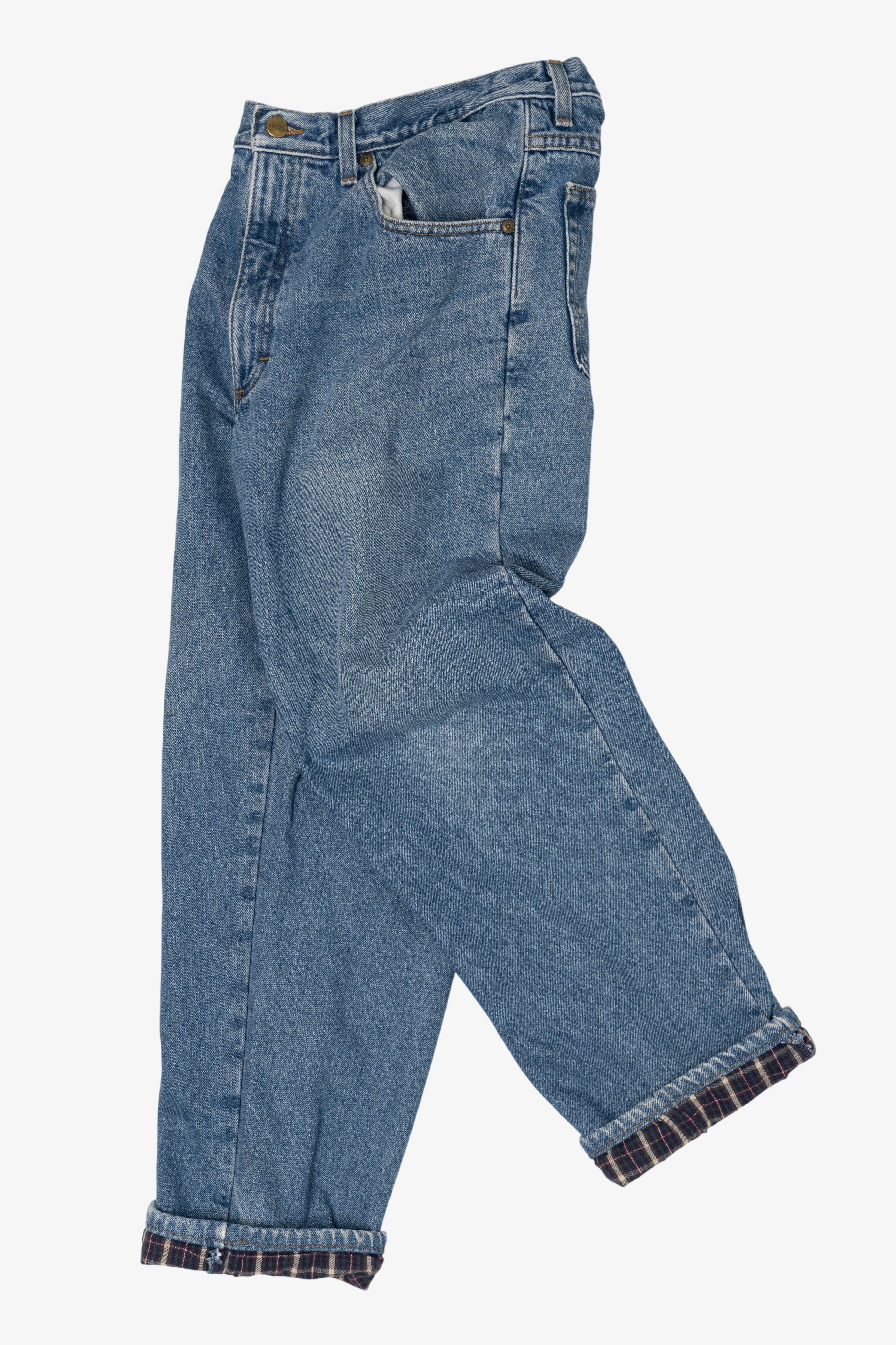 Vintage L.L. Bean Plaid Cuffed Denim Jeans (1990s)