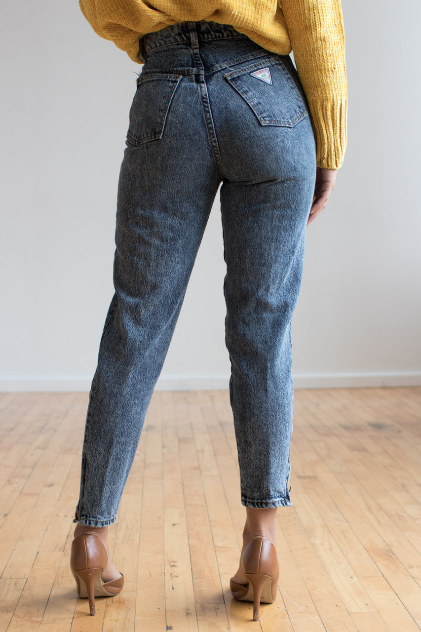 80s High Waist Zip Ankle Jeans