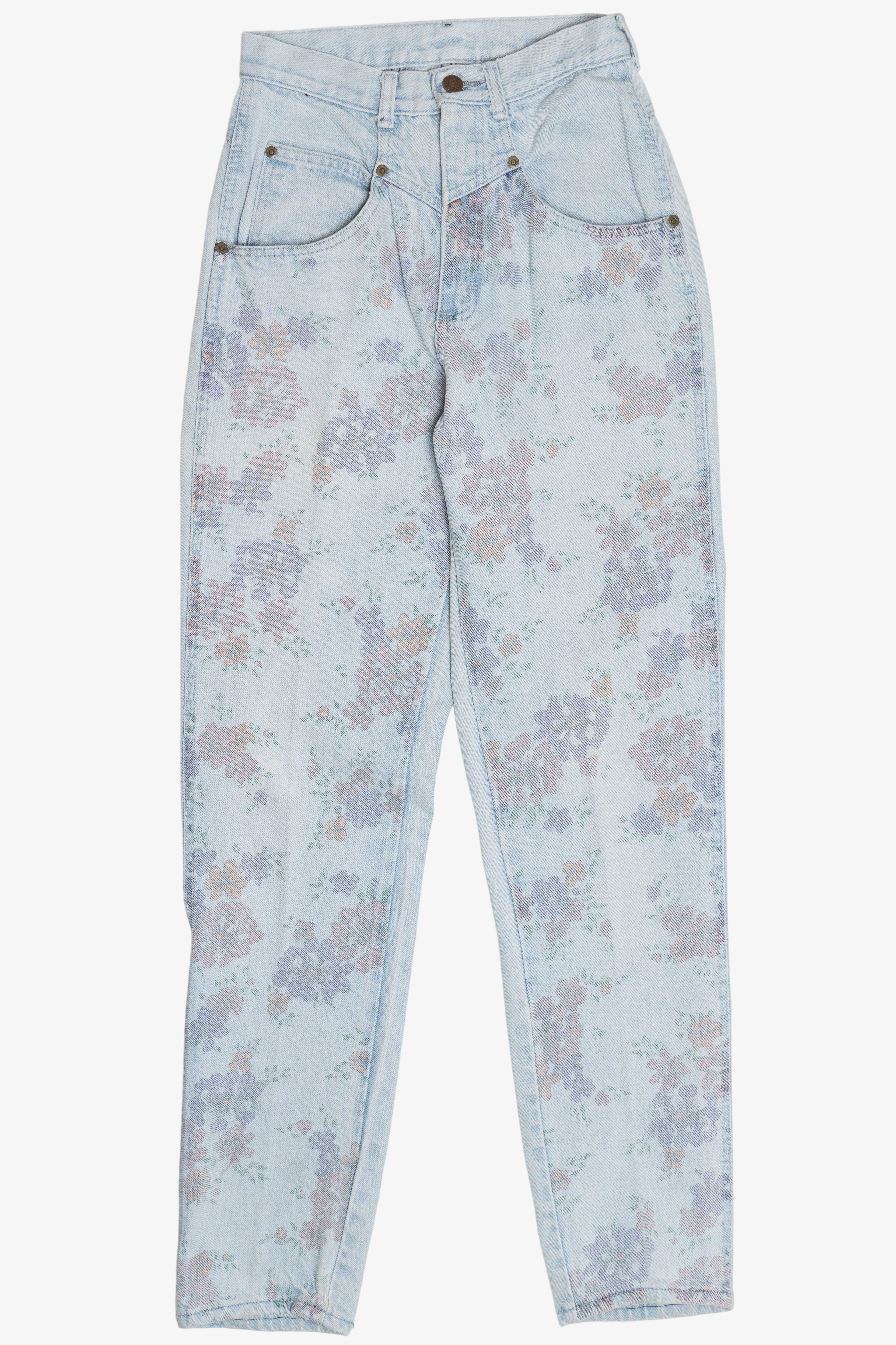 Vintage Zena Jeans Floral Panel Western Yoke Denim Jeans (1980s)