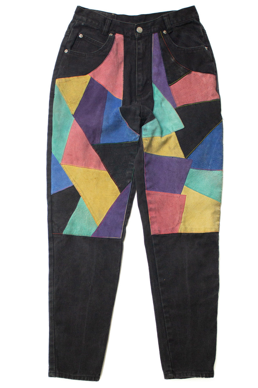 Vintage Suede Patchwork Denim Jeans (sz. 11)