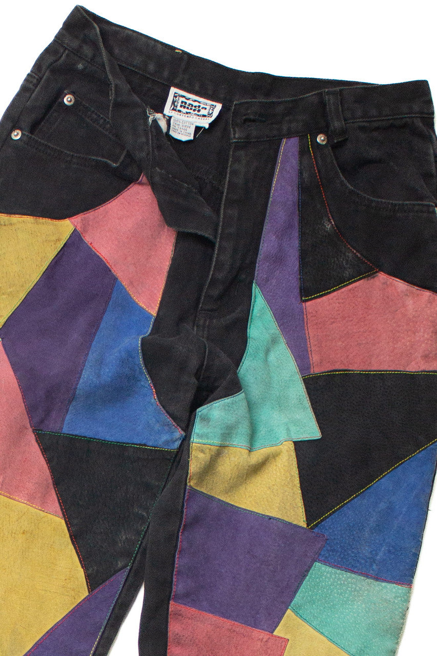 Vintage Suede Patchwork Denim Jeans (sz. 11)