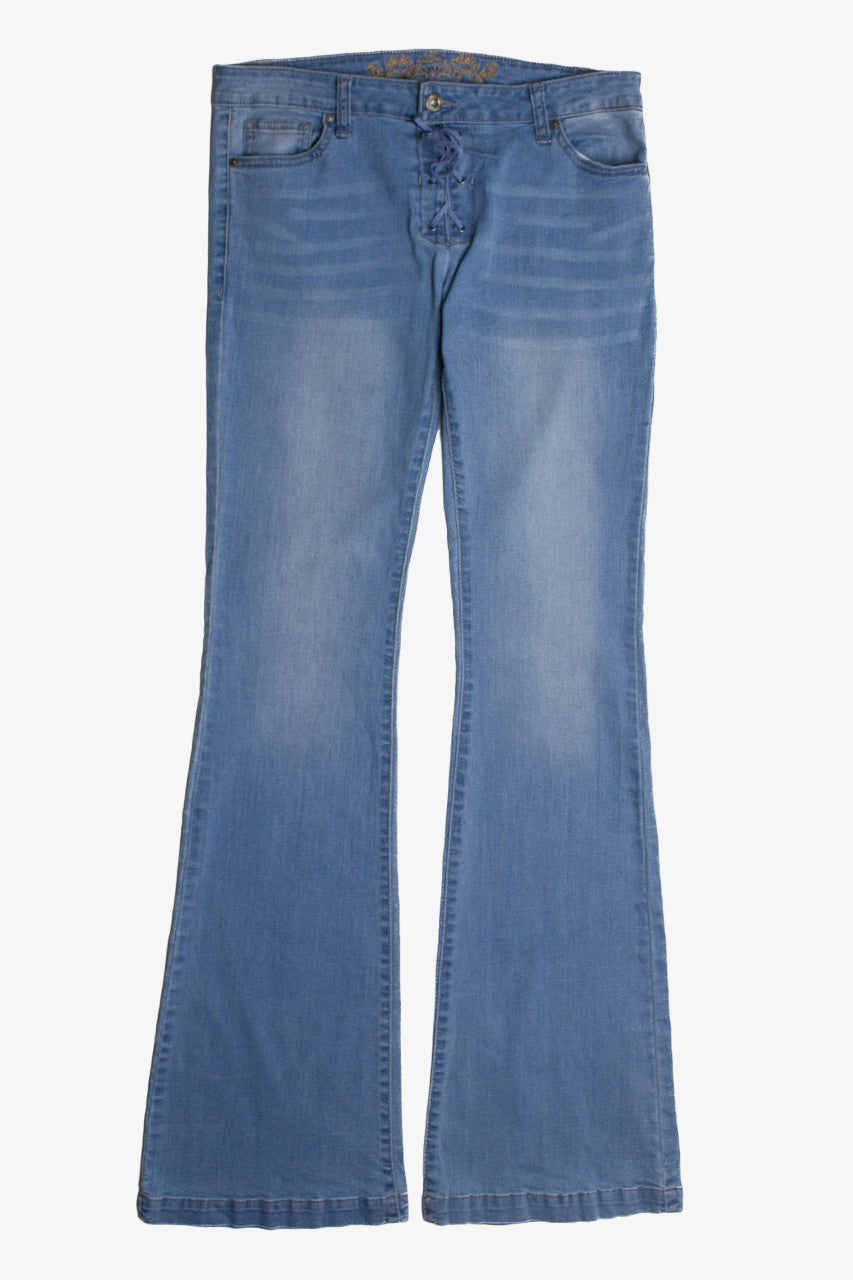 Y2k Lace-Up Wax Denim Jeans (2000s) 988