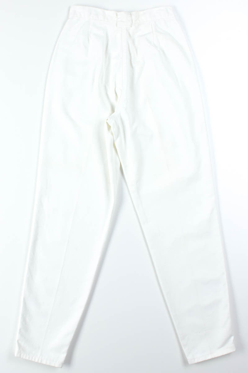 White Pleated Chic Jeans (sz. 12 Tall)