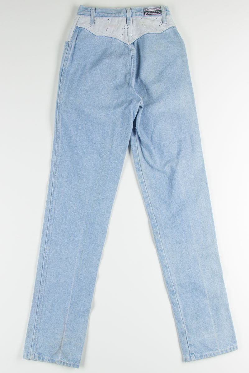 High Waisted Lace Detail Rockies Denim Jeans (sz. 5/ W27 L34)