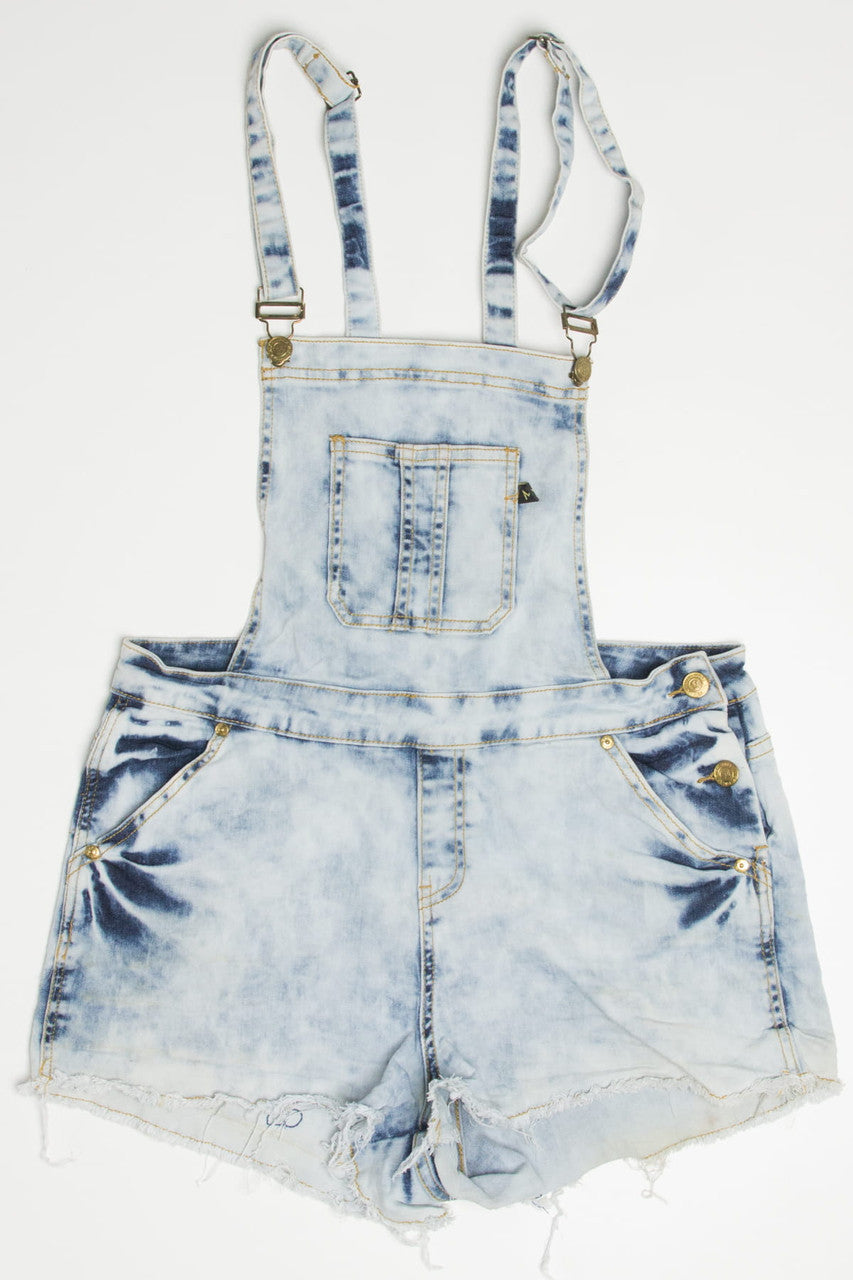 Acid Washed Nicki Minaj Denim Overall Shorts