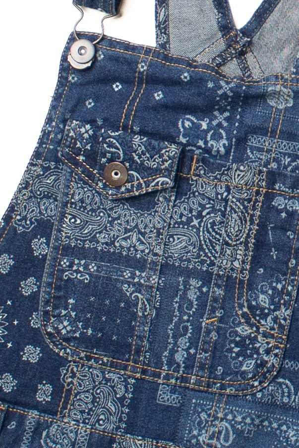 No Boundaries Juniors Bandana Print Overall Shorts