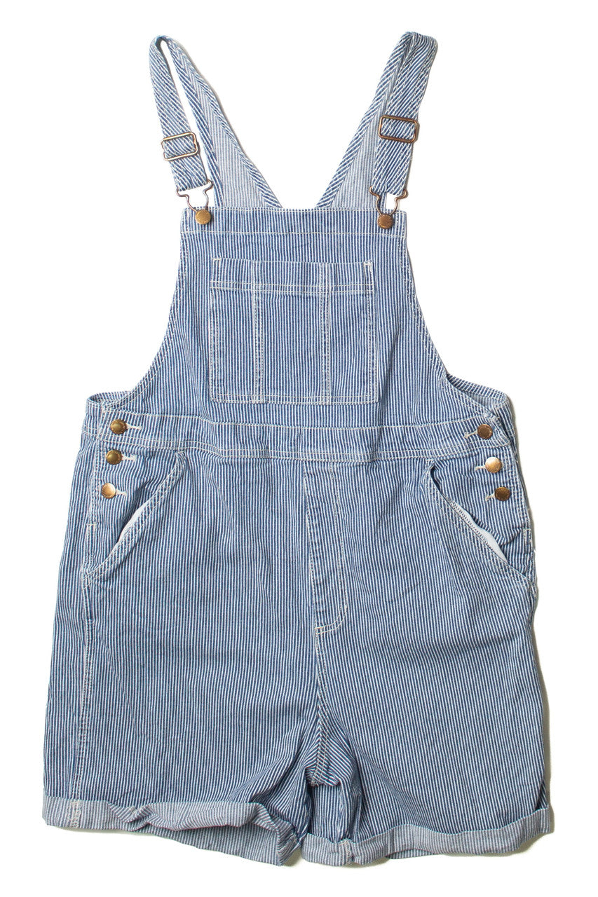 Hickory Stripe Denim Overall Shorts
