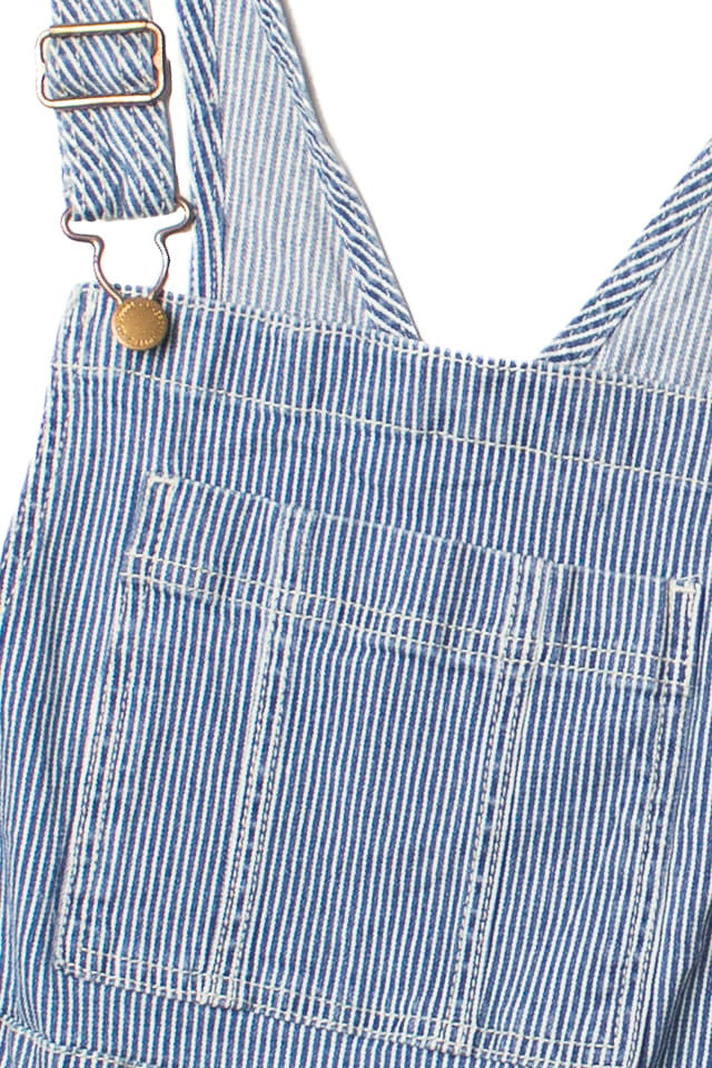 Hickory Stripe Denim Overall Shorts