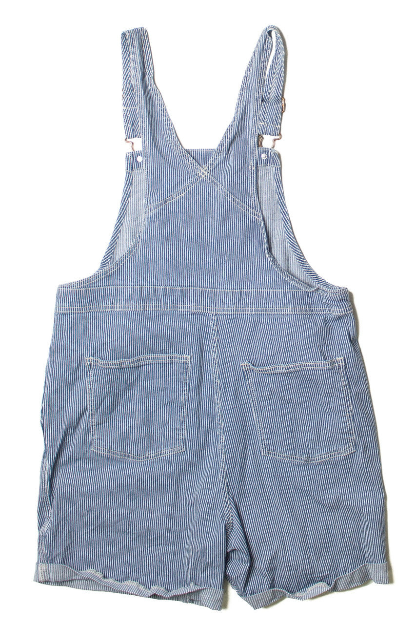 Hickory Stripe Denim Overall Shorts