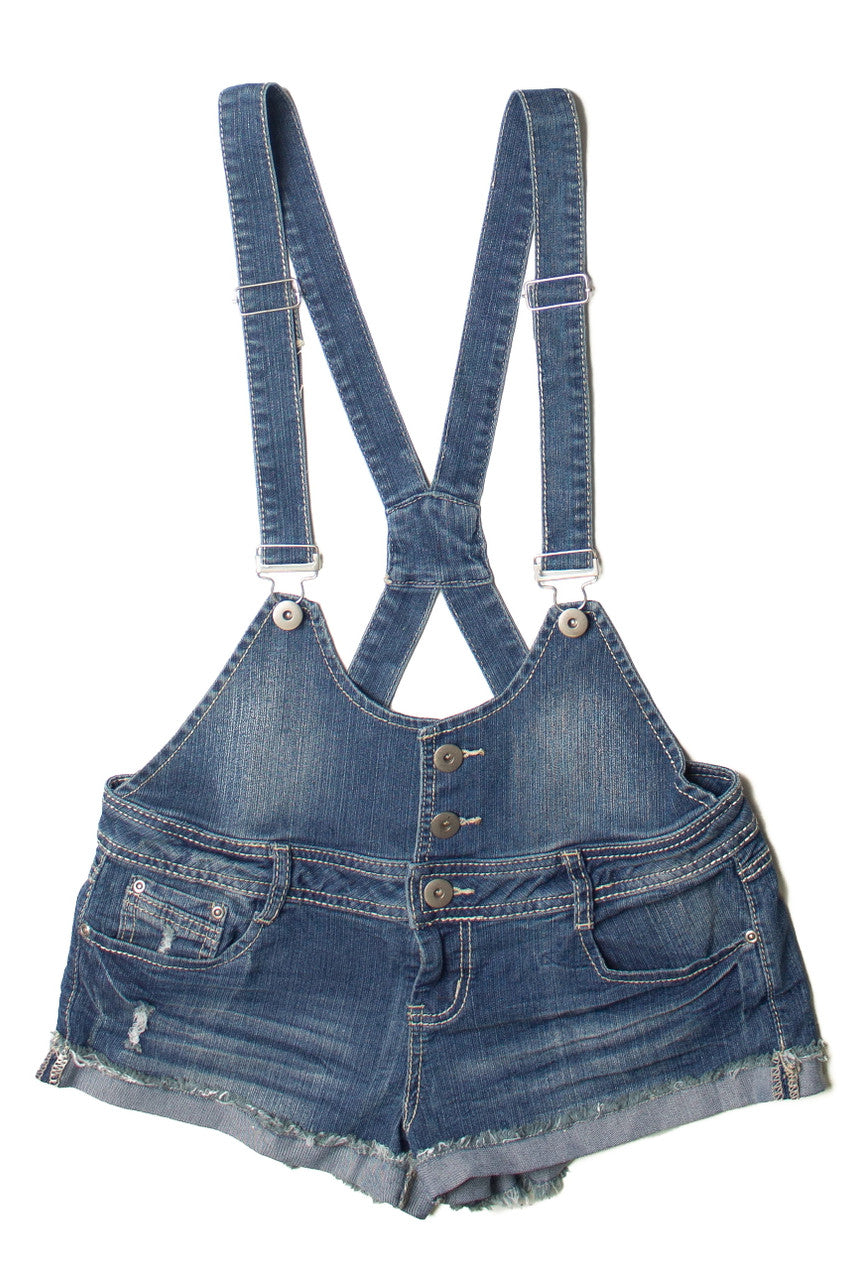 No Boundaries Suspender Style Denim Overall Shorts