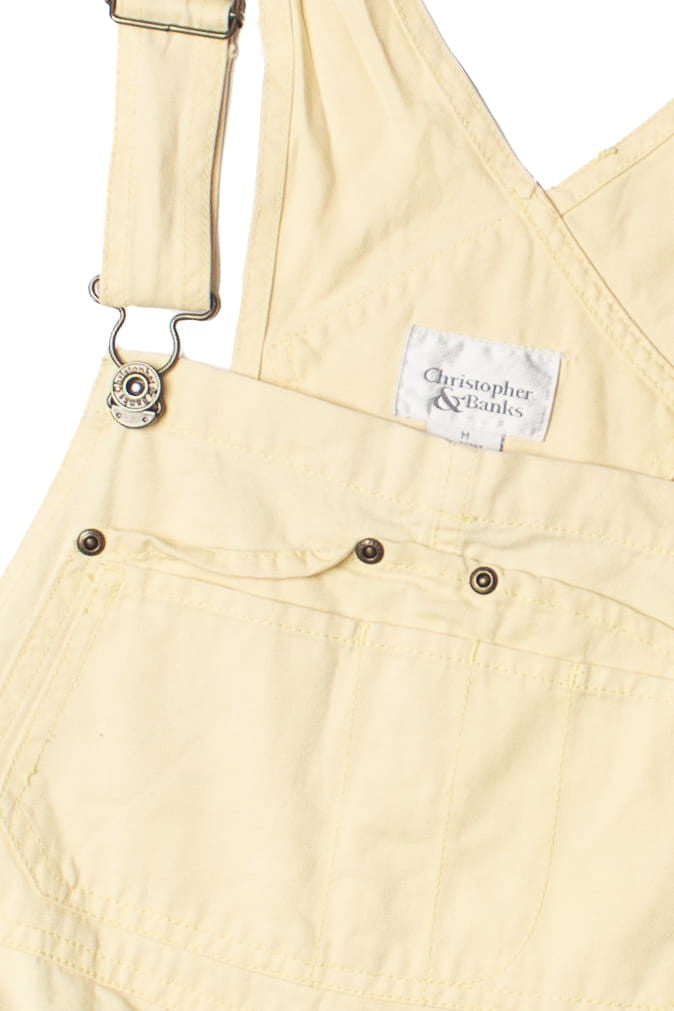 Christopher & Banks Pastel Yellow Carpenter Overall Shorts