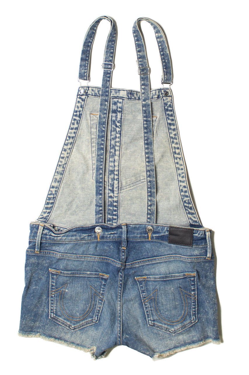 True Religion Distressed Sequin Overall Shorts