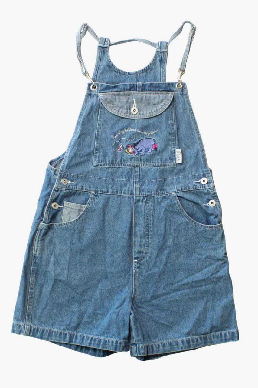 Vintage Pooh Garden Denim Overall Shorts (1990s)