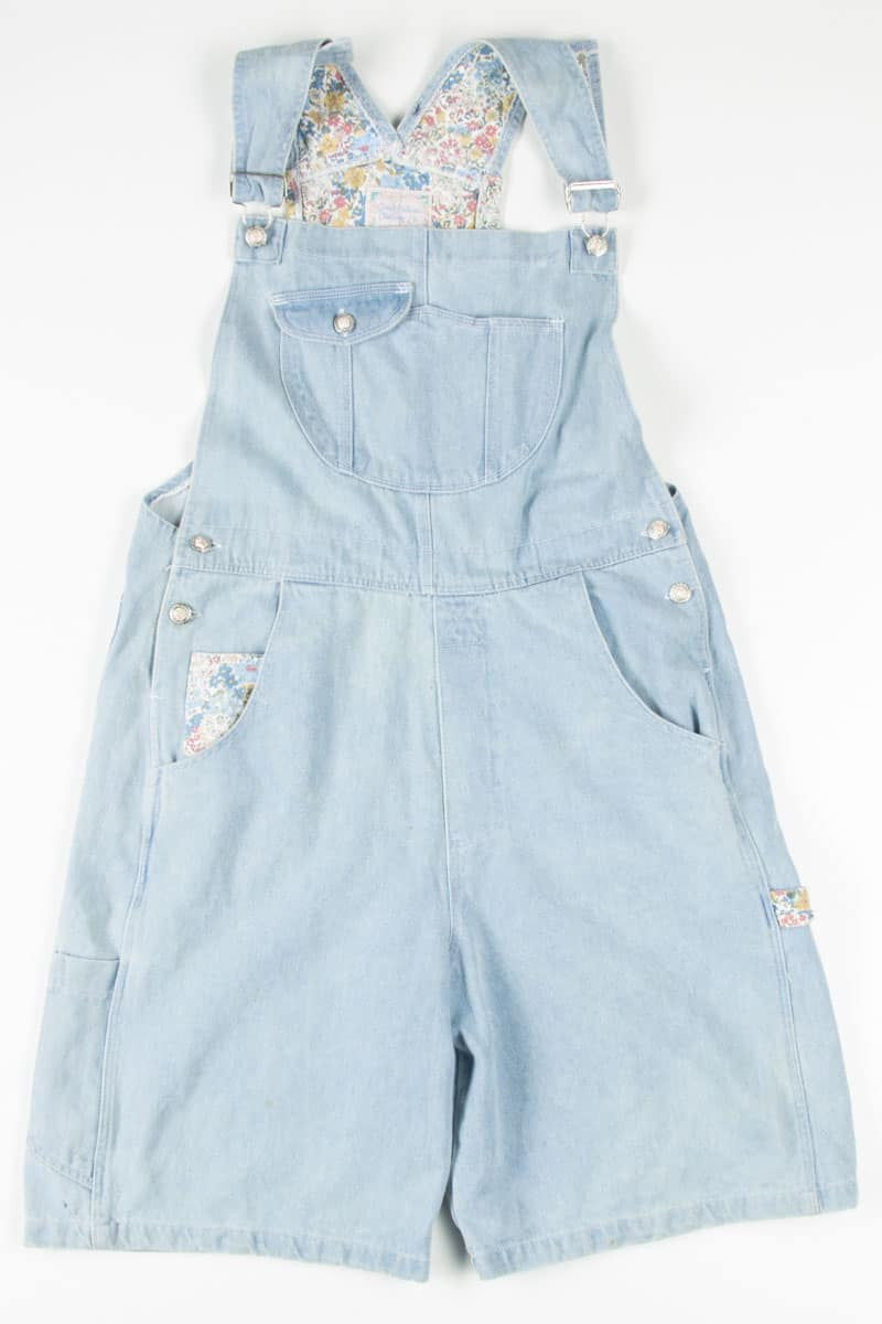 Vintage Hidden Floral Denim Overall Shorts 201 (sz. L)