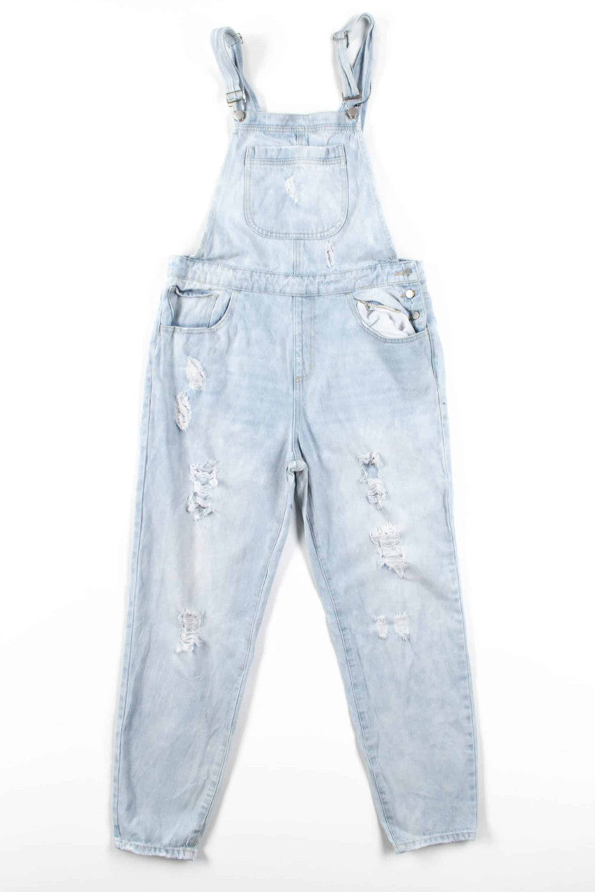 Acid Wash Distressed Denim Overalls (sz. 31)