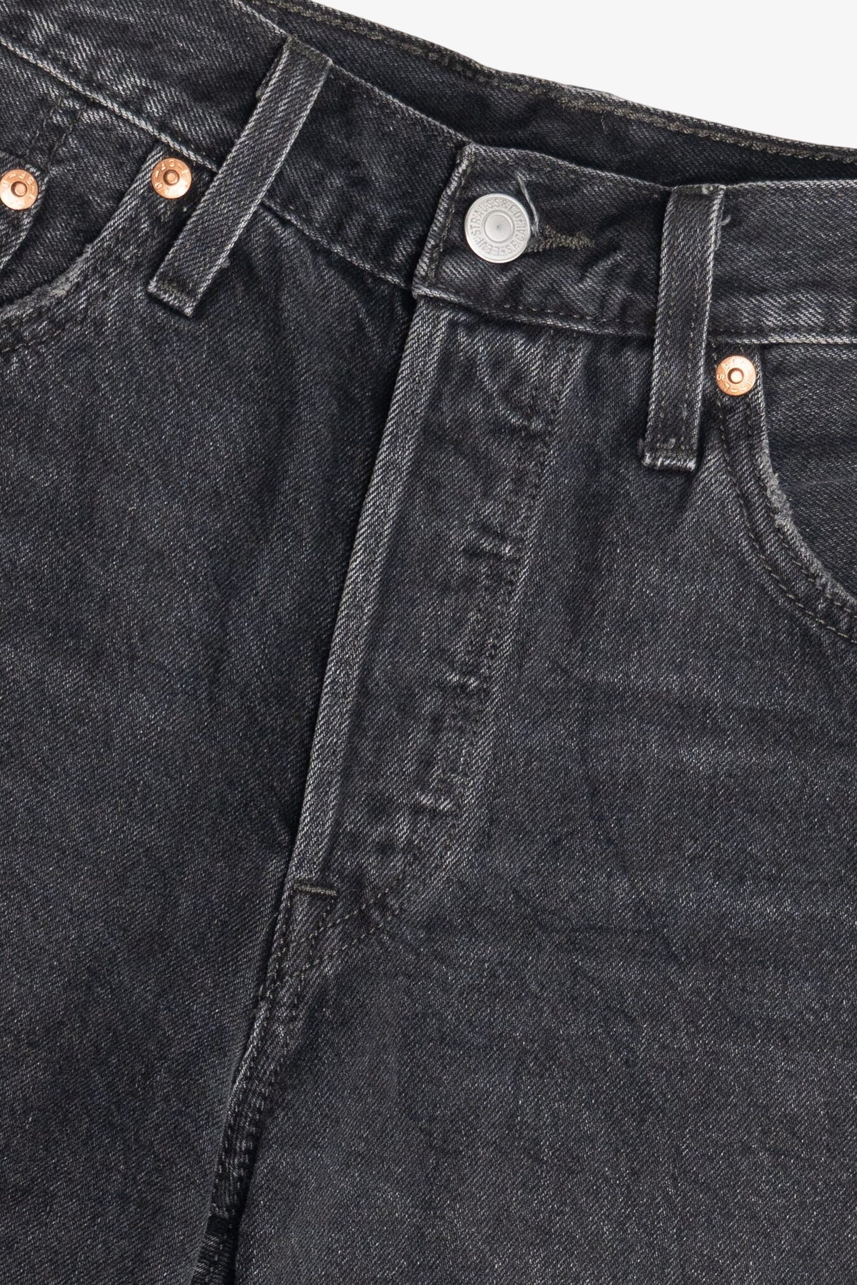 Levi's Premium 501 Distressed Faded Black Cut Off Denim Shorts (2020s)