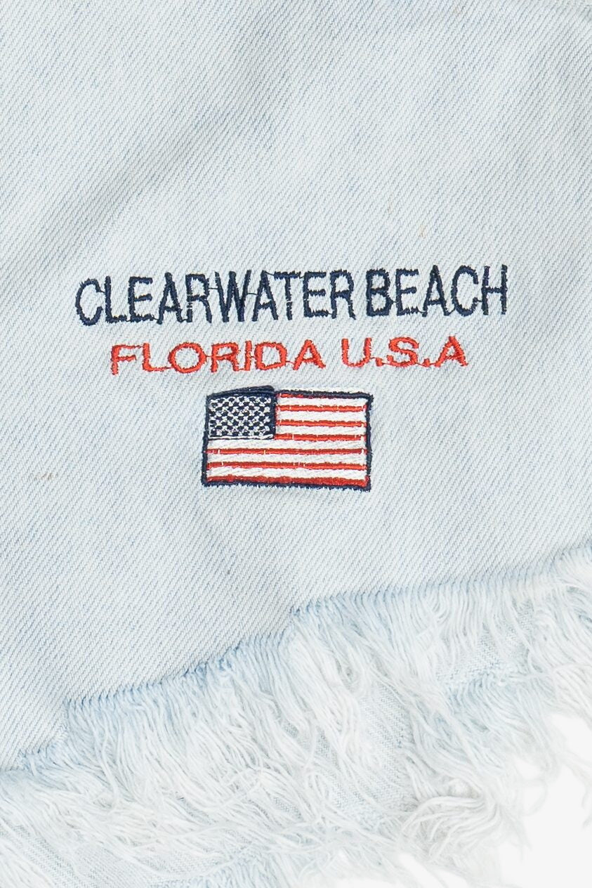 Vintage Levi's "Clearwater Beach Florida U.S.A." Embroidered Denim Cut Off Shorts (1990s)
