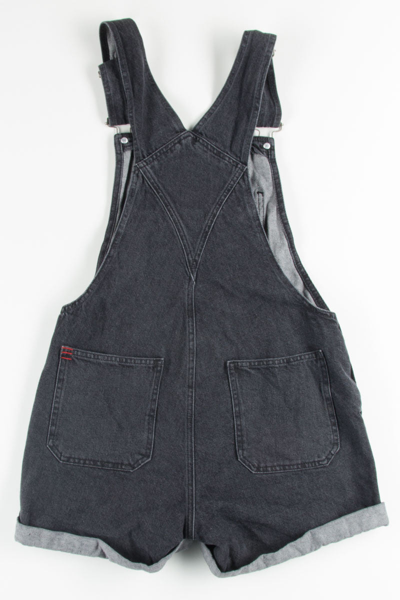 Black Cuffed Denim Overal Shorts (sz. M)