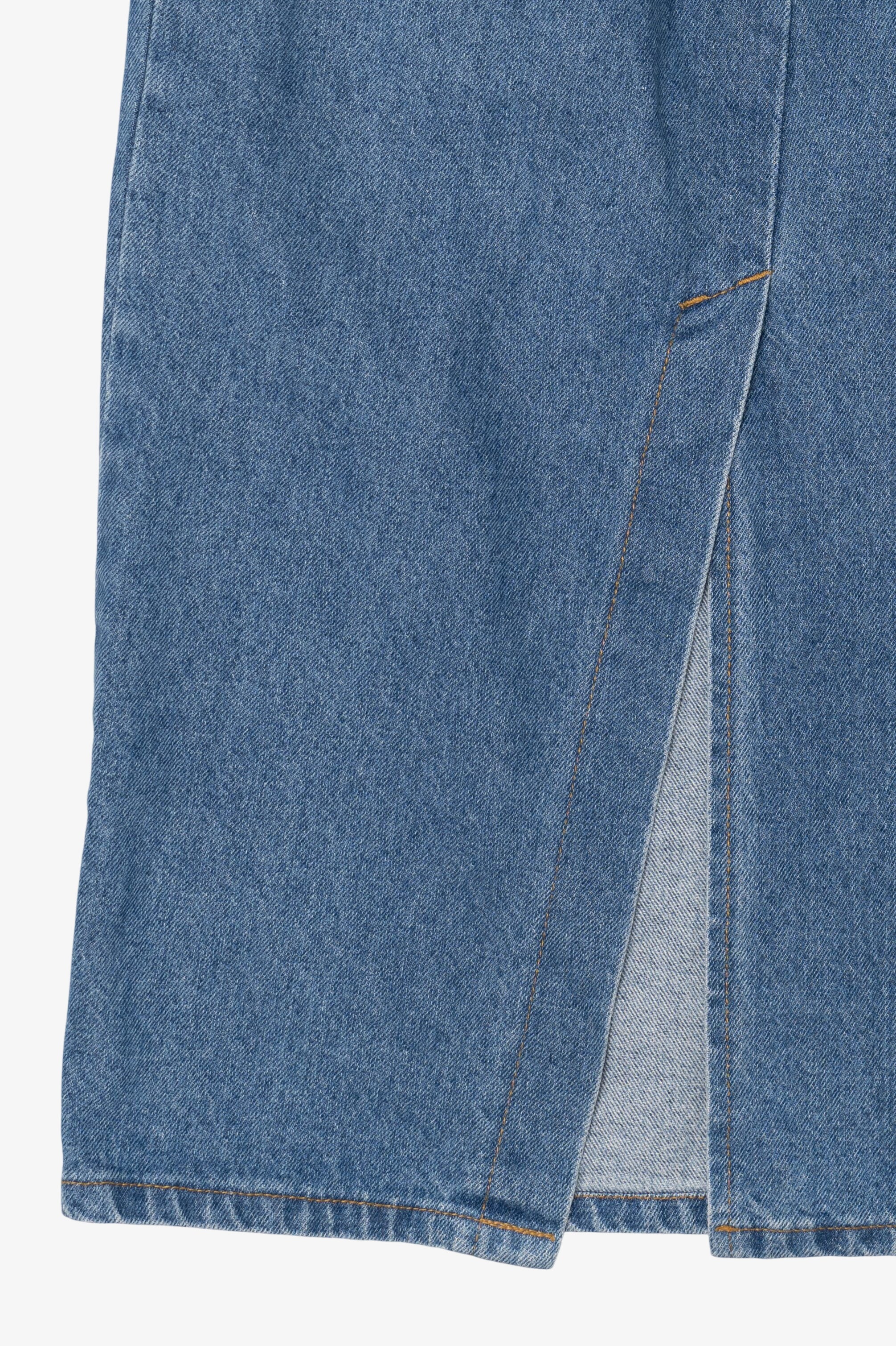 Vintage Mixed Blues Denim Maxi Skirt (1990s)
