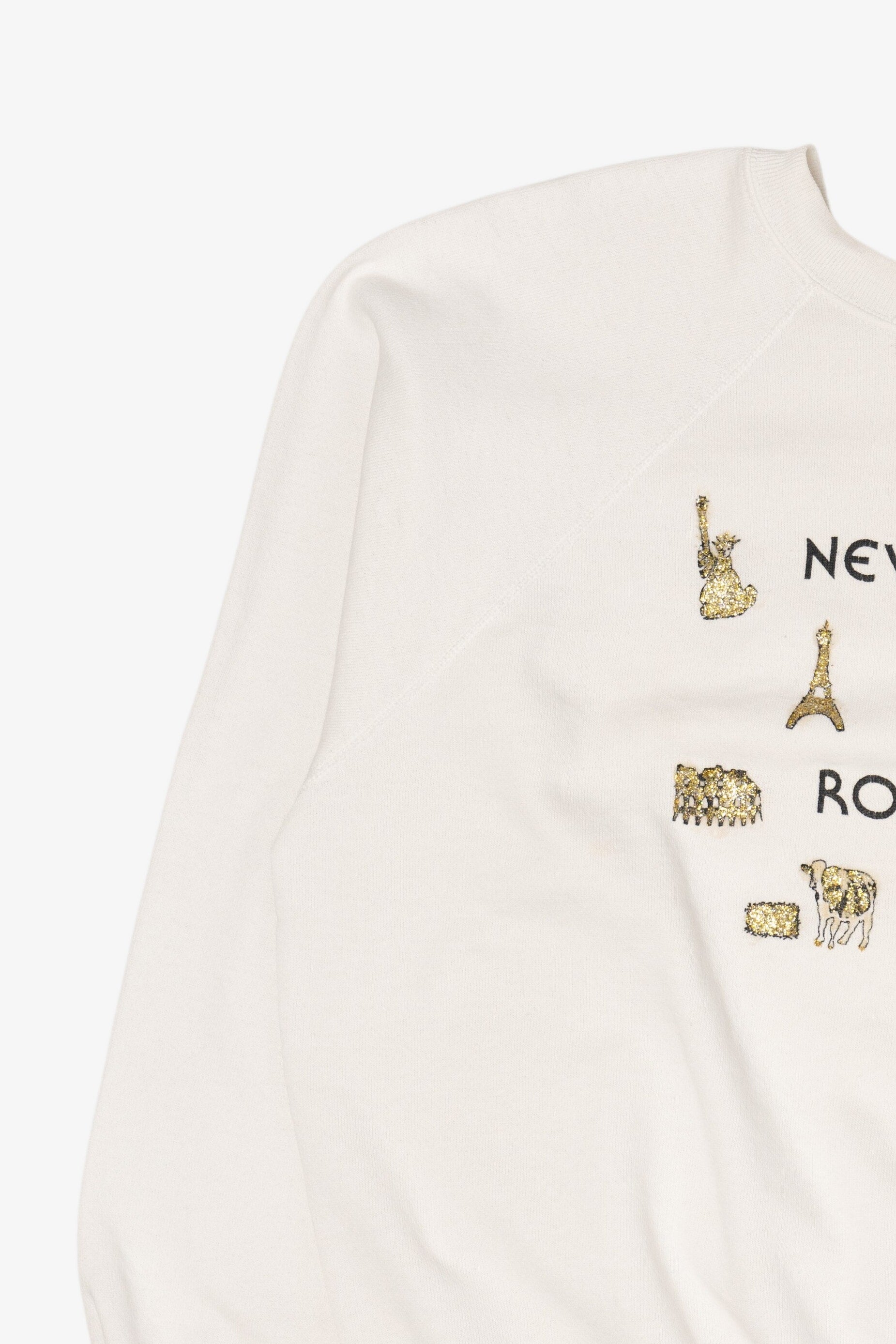 Vintage White "New York, Paris, Rome, Brawley" Tultex Raglan Sweatshirt (1990s)