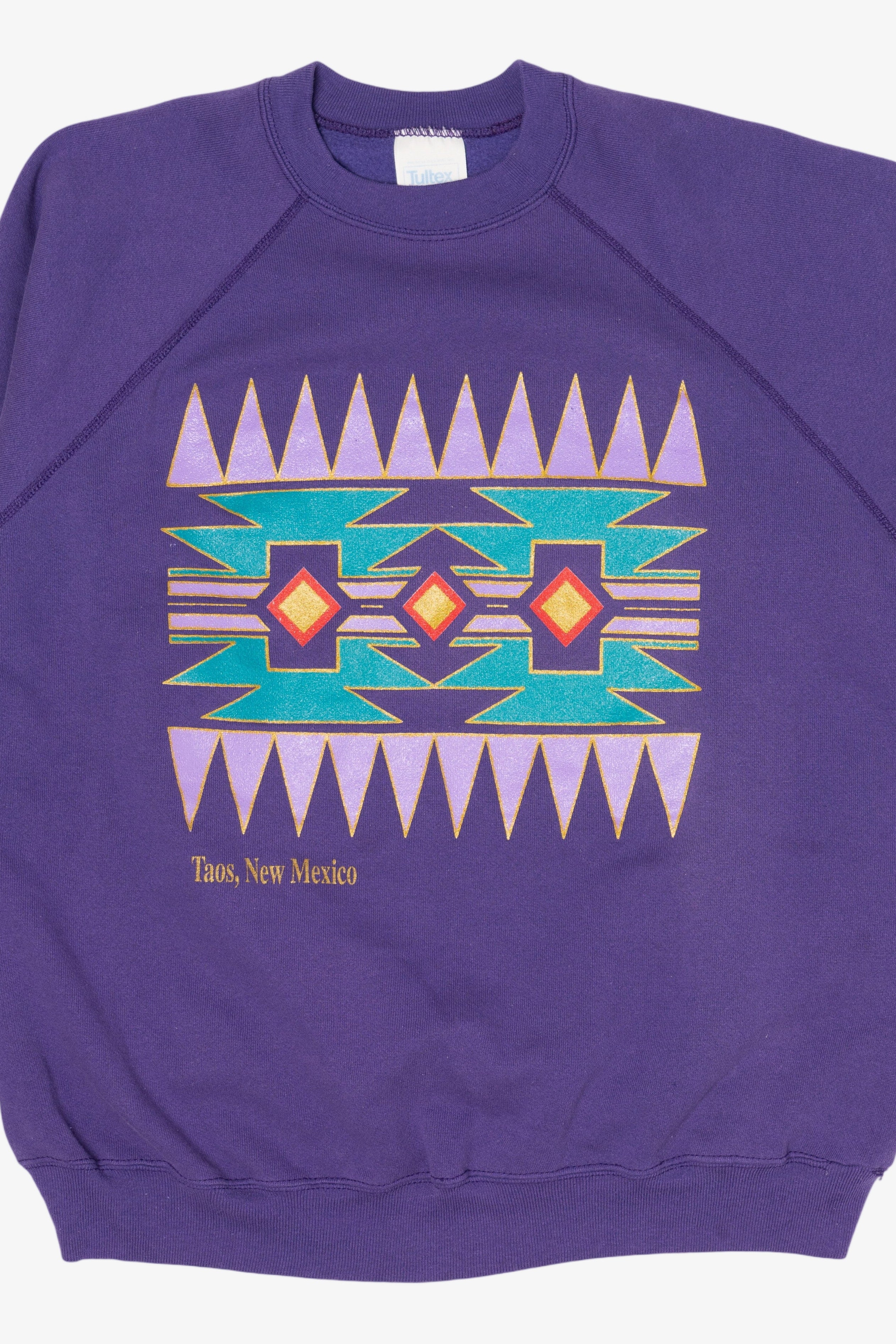Vintage Purple Taos, New Mexico Southerwestern Pattern Tultex Sweatshirt (1990s)