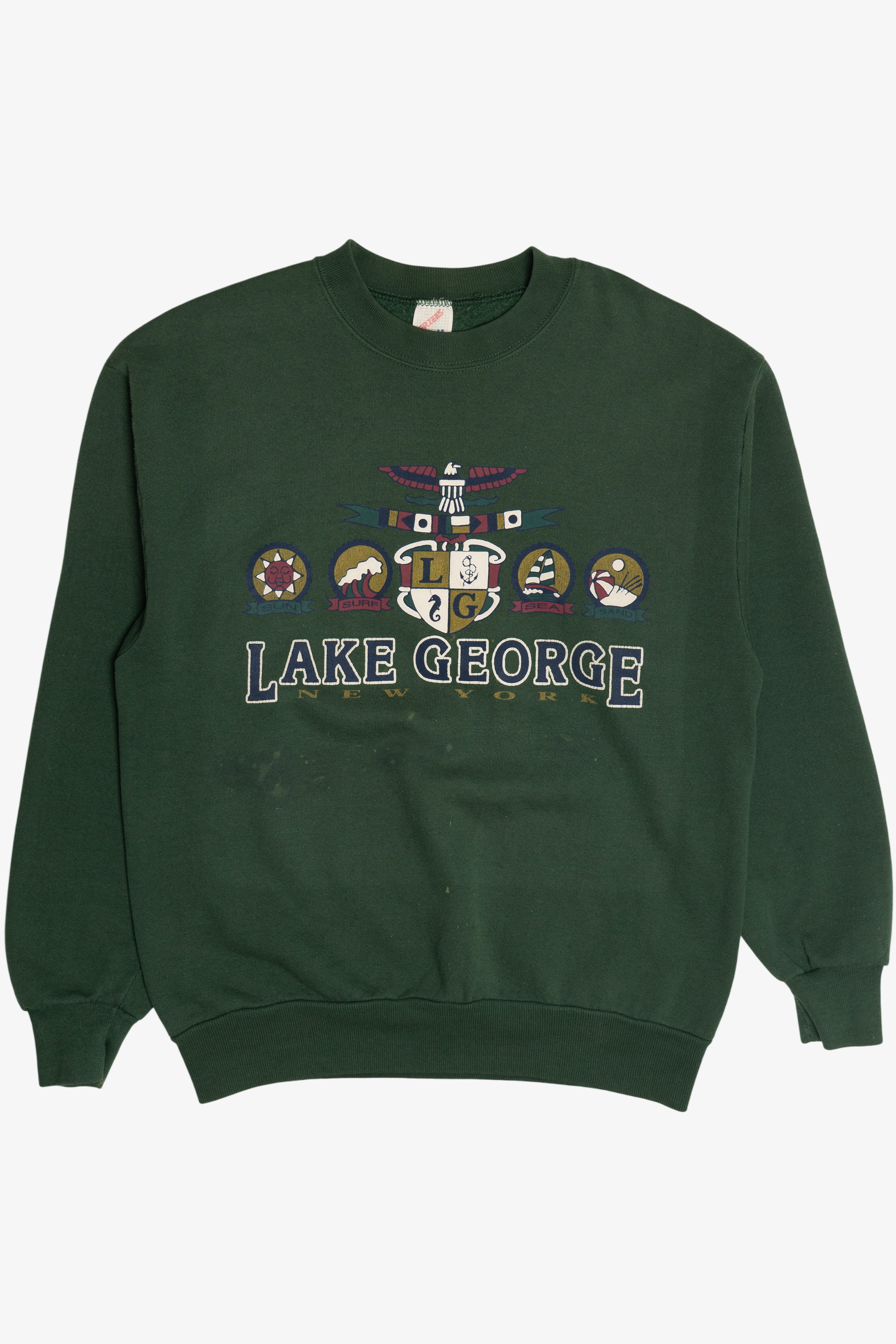 Vintage Distressed "Lake George" New York Destination Sweatshirt (1990s)