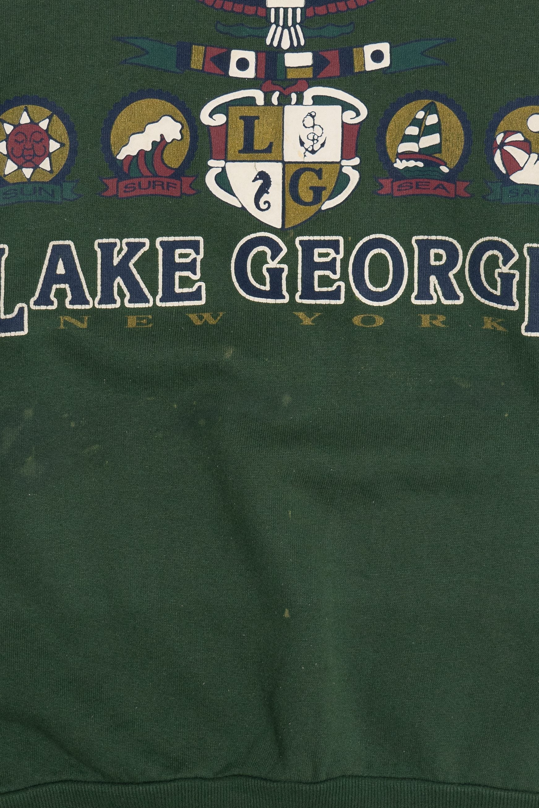 Vintage Distressed "Lake George" New York Destination Sweatshirt (1990s)
