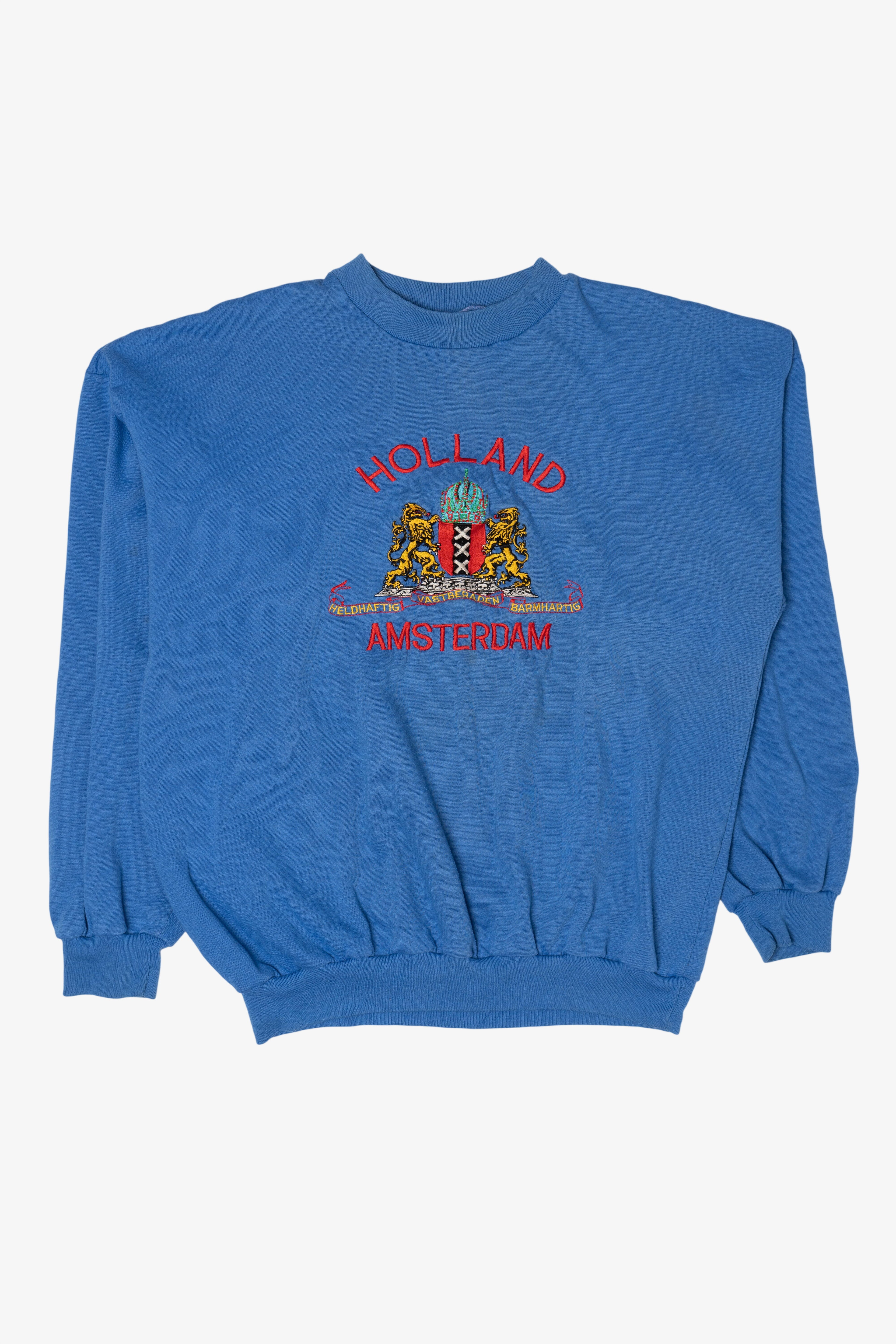 Vintage Blue Embroidered Holland Amsterdam Sweatshirt (1990s)