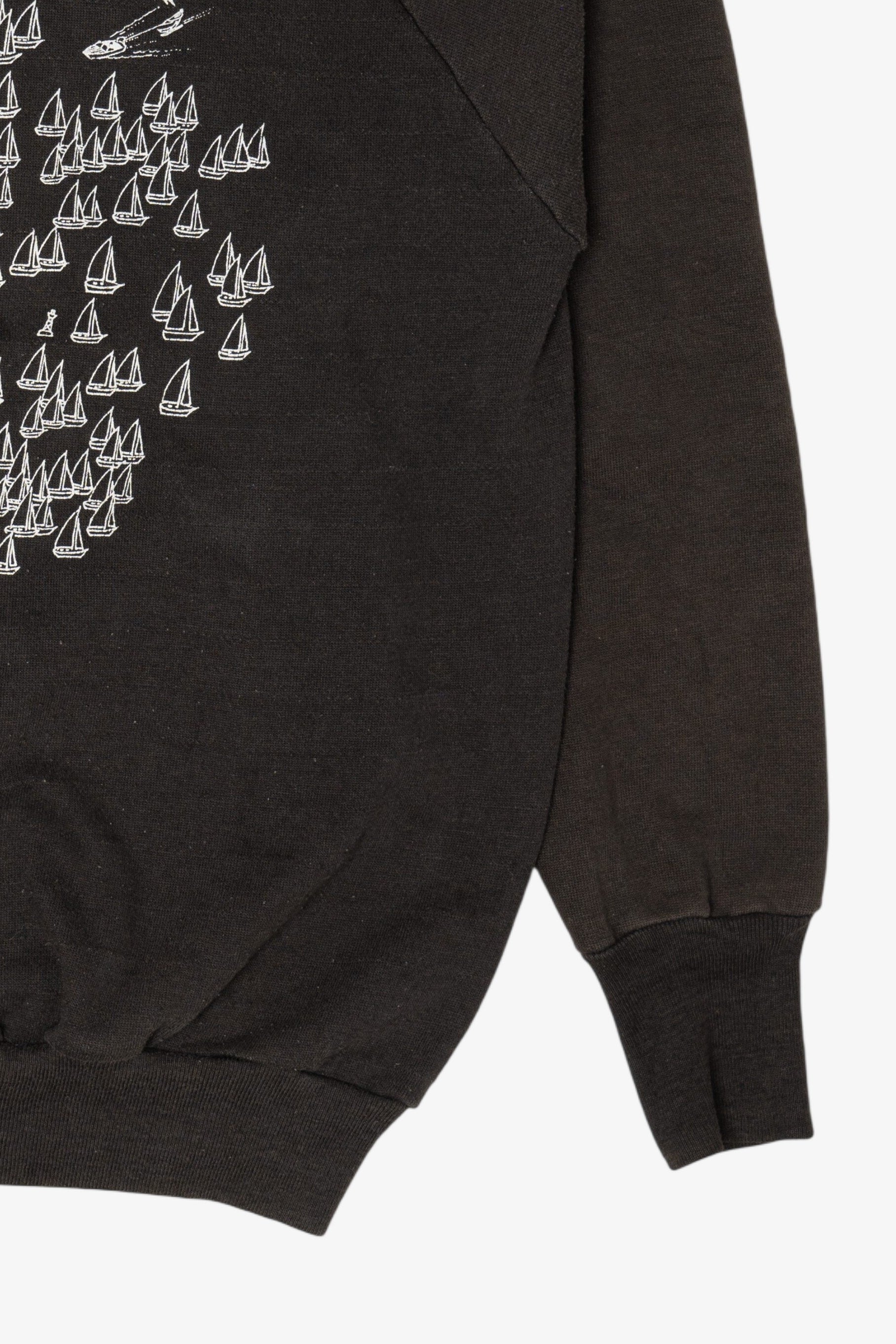 Vintage Mystic Connecticut Sailboats Funny Raglan Sweatshirt (1980s)