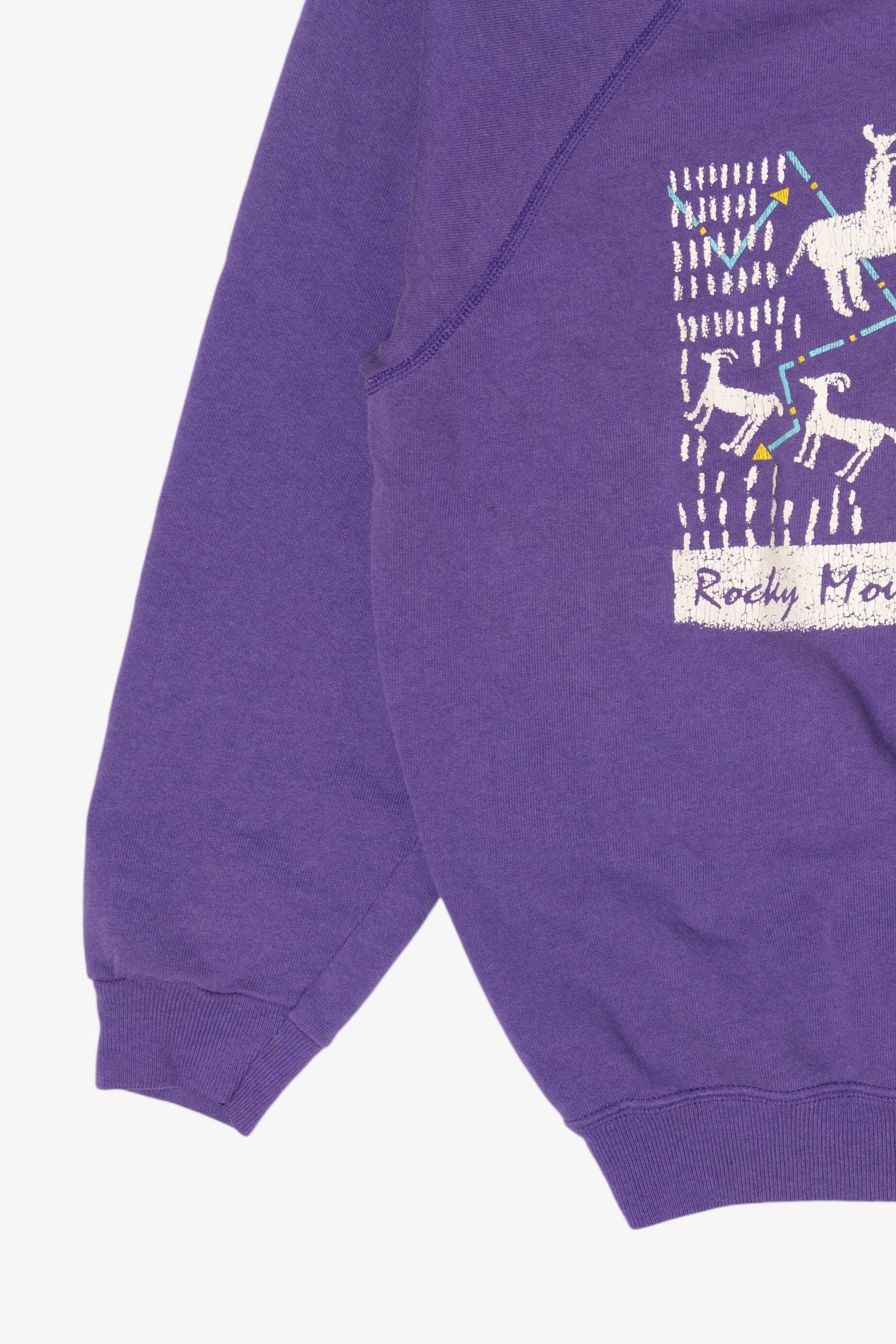 Vintage Purple Rocky Mountain River Tours Raglan Sweatshirt (1990s)