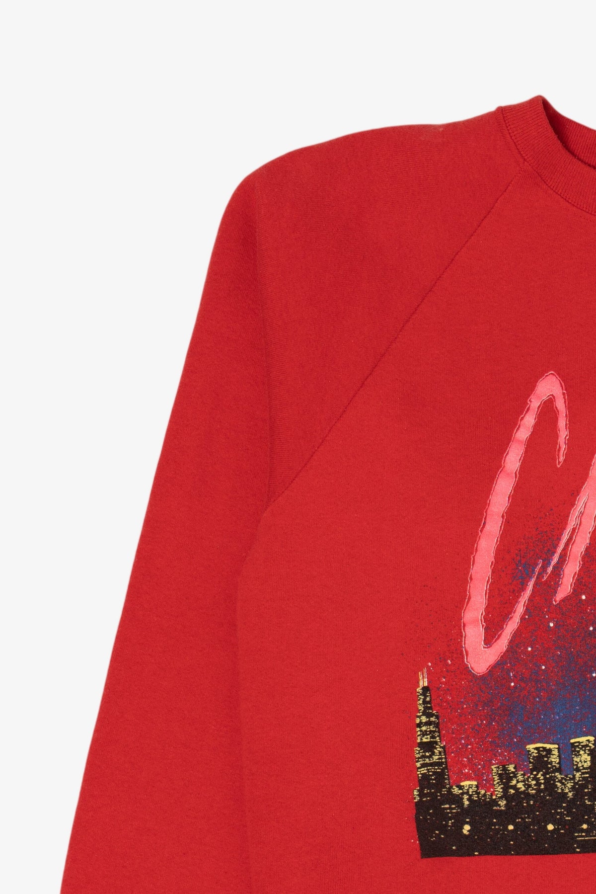 Vintage Red Chicago Skyline Raglan Sweatshirt (1990s)