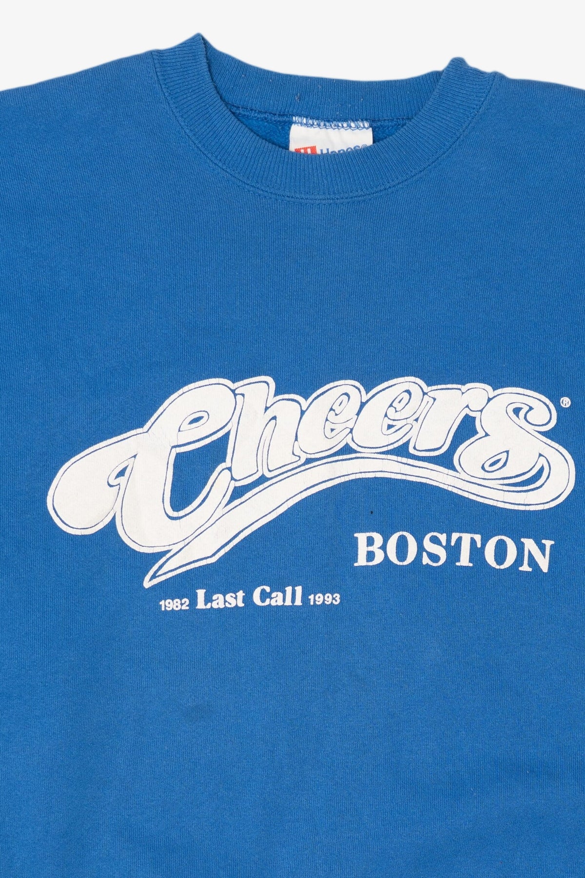 Vintage Blue Cheers Boston "Last Call" Sweatshirt (1990s)