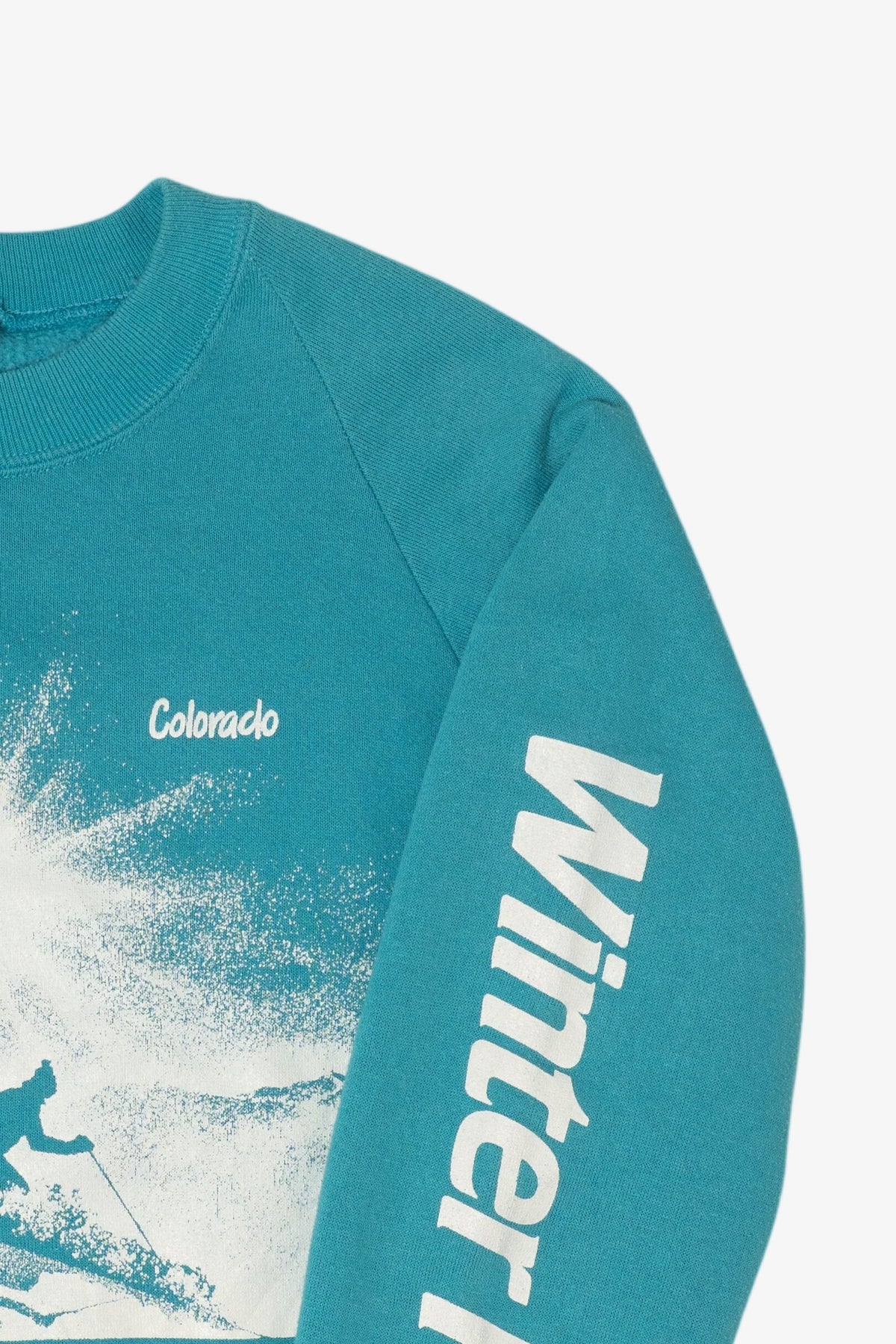 Vintage Teal Colorado Winter Park Skiing Raglan Sweatshirt (1980s)