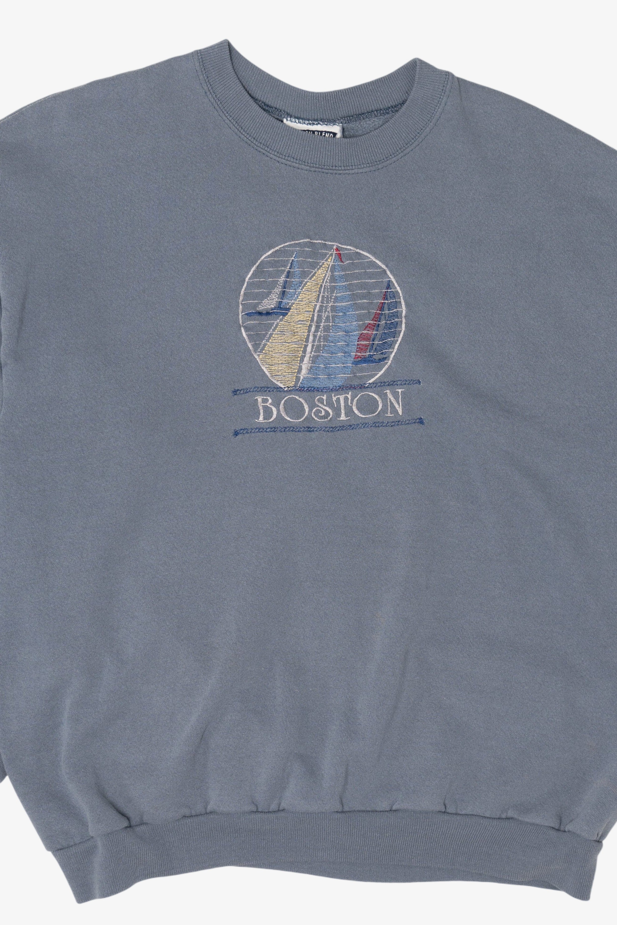 Vintage Blue Embroidered Boston Sweatshirt (1990s)